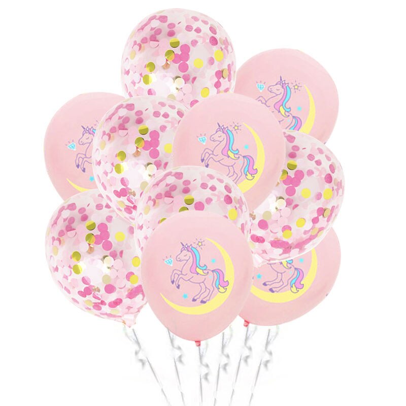 10 stk / parti enhjørning latex ballon piger fødselsdag baby shower konfetti helium balloner hest fødselsdag dåb fest dekoration forsyninger: 10 stk sæt d
