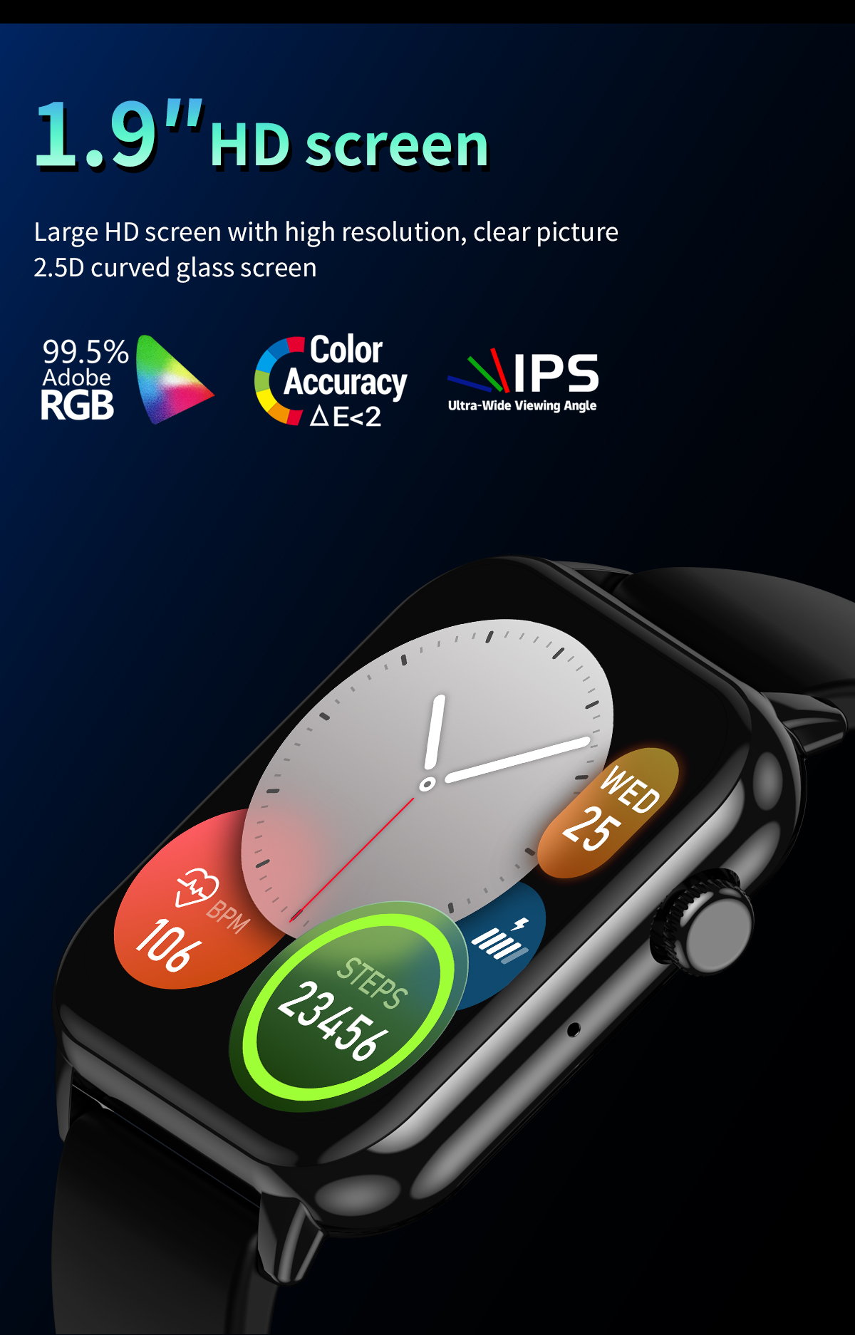 accorto guarda Bracciale sportivo Bluetooth parlare Frequenza cardiaca Pressione sanguigna Ossigeno nel sangue IP67 impermeabile NFC Regalo da 1,9 pollici per le donne