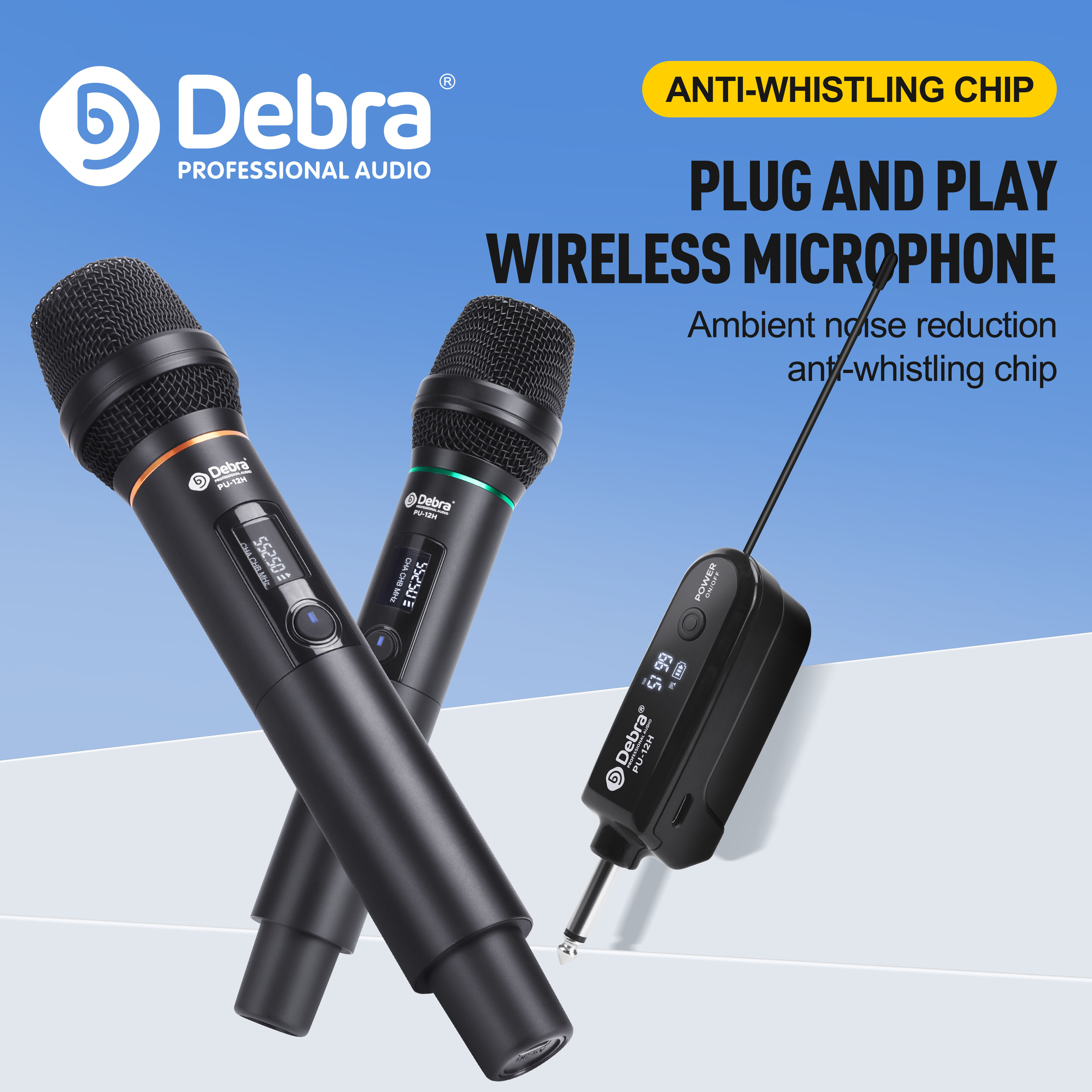 Debra UHF Wireless Microphone System Adjustable frequency Metal High Sound QualityMicrophone Type-C USB Charge For Stage Perform