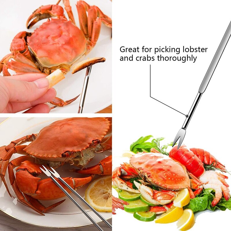 Lobster Crackers and Picks Set, Crab Leg Cracker Tools, Stainless Steel Seafood Crackers and Forks Nut Cracker 14 Pcs