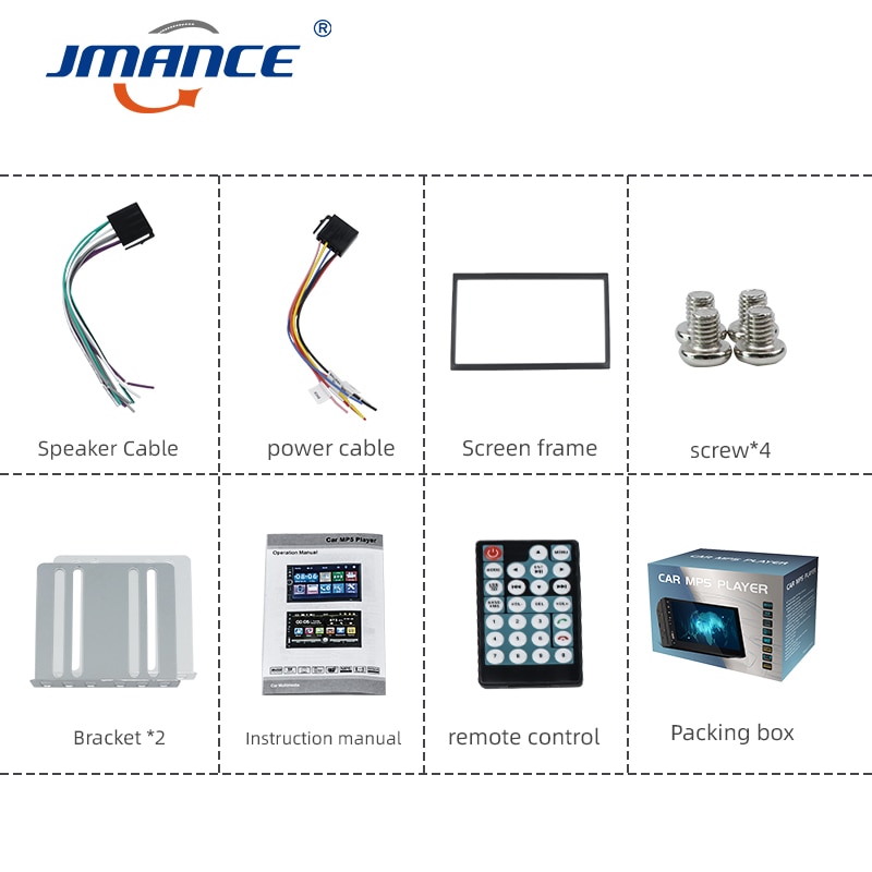 JMANCE Autoradio 2 Din Car Radio 7" Touch Screen Dash MP5 Bluetooth USB Car Digital Multimedia Player Rear View Camera