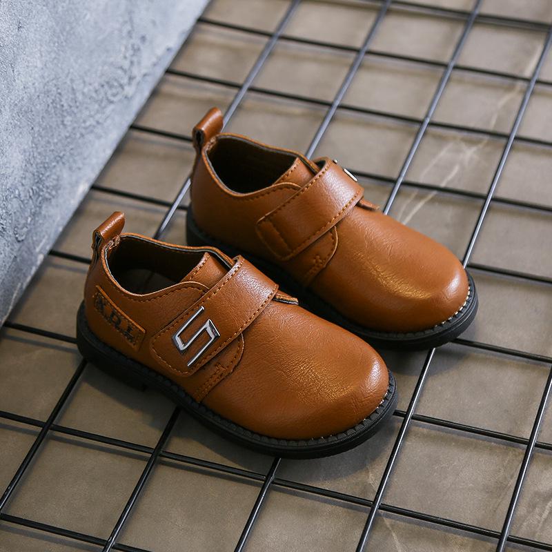 Kids Leather Shoes For Boys Wedding School Show Flats Shoes Classic Children Black Loafer Moccasins British Style Spring: Brown / 27 (insole16cm)