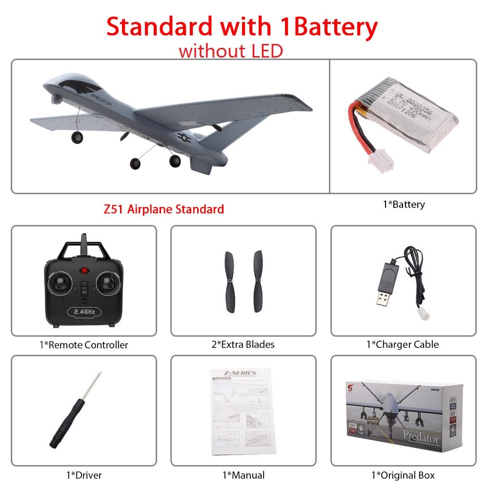 Z51 RC Plane Toy Cessna 150m Distance TRC Electric Foam Remote Control Hawker Glider LED Airplane Model 2.4G Hand Throw Wingspan: Z51