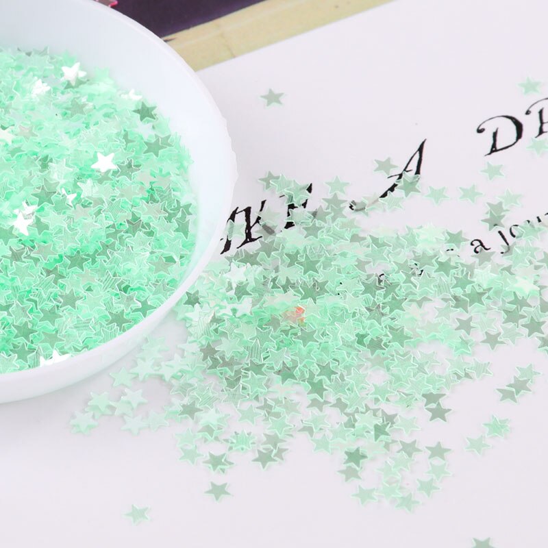 10 G/pak Transparante Kleuren 3Mm Little Star Vorm Losse Pailletten Diy Nail Craft Sieraden Maken, Bruiloft Decoratie Confetti: Mint