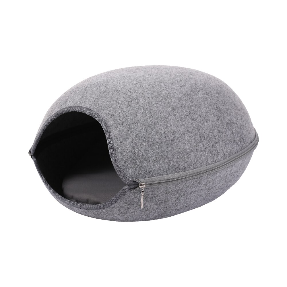 Feutre naturel grotte pour animaux de compagnie pour chat gris/bleu/rose maison pour animaux de compagnie chat lit maison avec coussin fermeture éclair animaux produit toutes les saisons: H25090GY