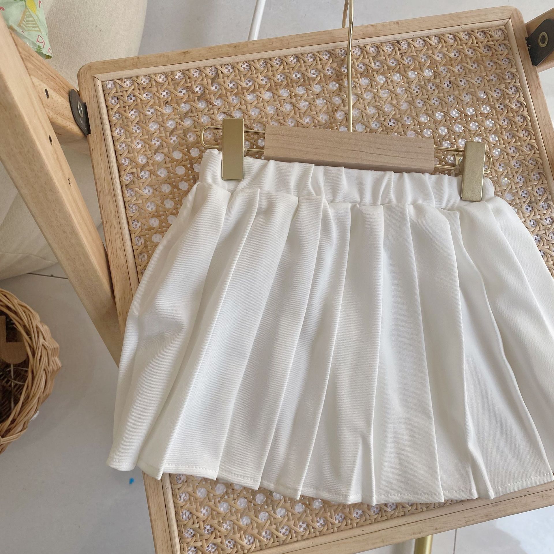 Gonna a pieghe dolce Jk per abbigliamento per bambini gonne in cotone tinta unita stile College Campus per bambini: white / 3T  100cm