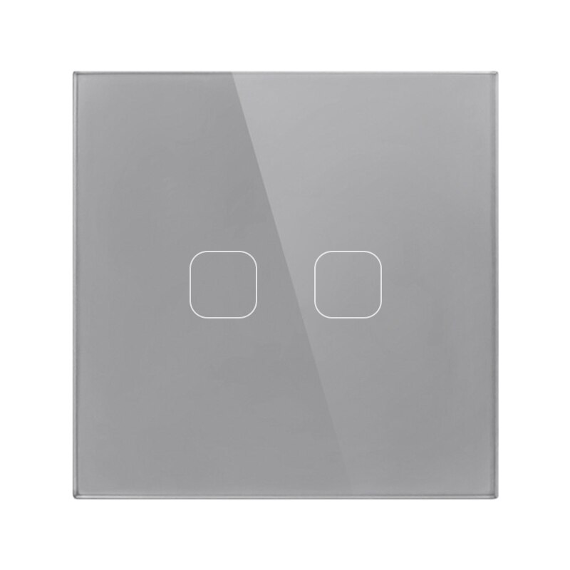 Atlectric Sensor Touch Switch Crystal Glass Panel Wall Light Switches EU Standard 1/2/3 gang 1Way Switch With LED Back Light: N1-EUTS2-2G1W-S