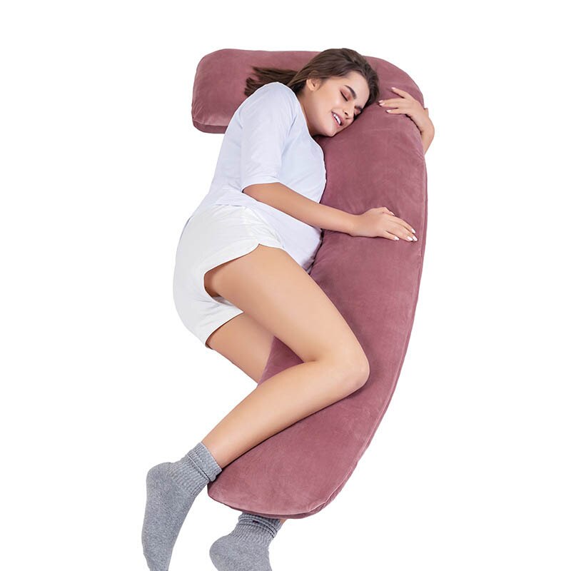 Tours complets Dos Ventre Coussin Protecteur pour Femmes De Maternité Oreiller de Lit Velours Dormeurs Latéraux Coussin Abdominal Future Maman Oreiller: pink-T Shape