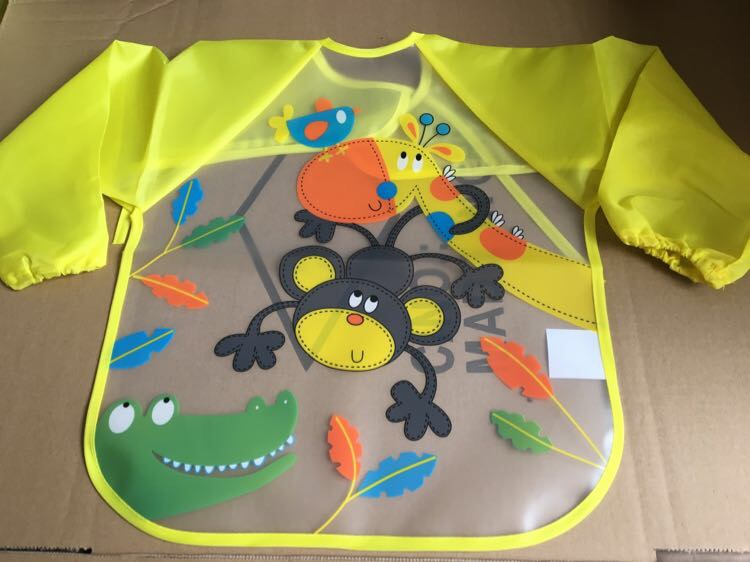 Leuke Cartoon Slabbers Lange Mouw Art Schort Dier Kiel Kinderen Bib Burp Kleding Zachte Voeden Eet Peuter Waterdichte Baberos: 1yellow giffirate