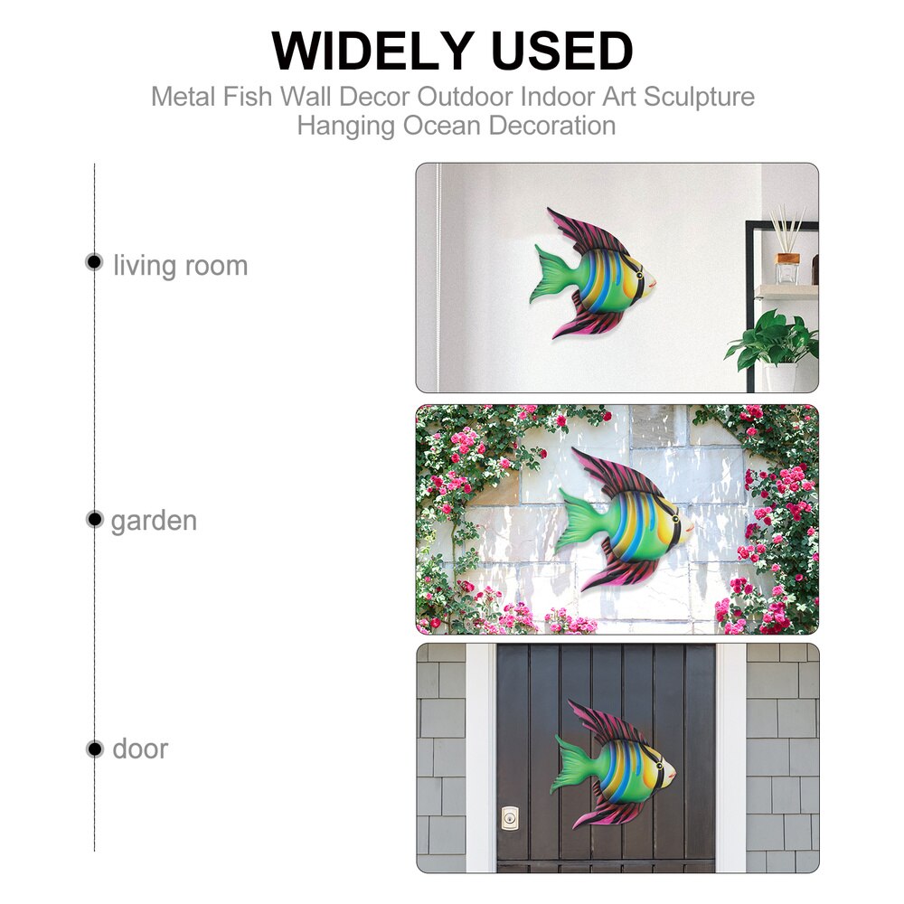 Fish Wall Ornament Wrought Iron Metal Wall Hanging Wall Art Decor Adornment