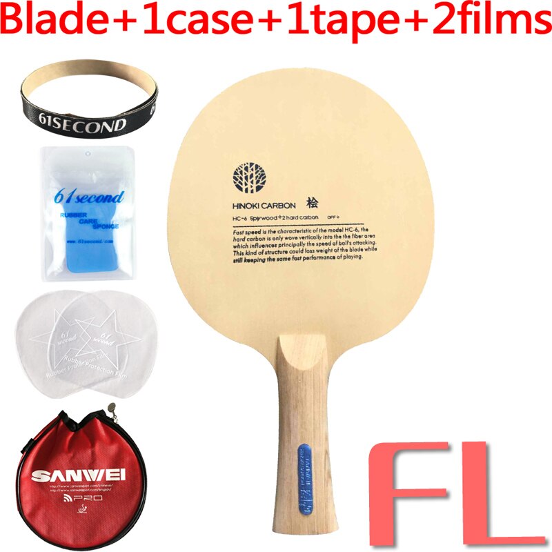 SANWEI HC6S Hinoki hoja de tenis de mesa de carbono/hoja de ping pong/bate de tenis de mesa: FL with YM case