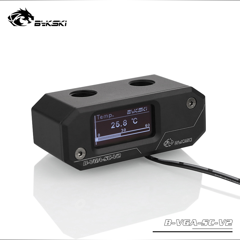 BYKSKI OLED Digital Display Water Temperature Meter use for GPU Block Adapter Add in Radiator G1/4' Thermometer Sensor Fitting