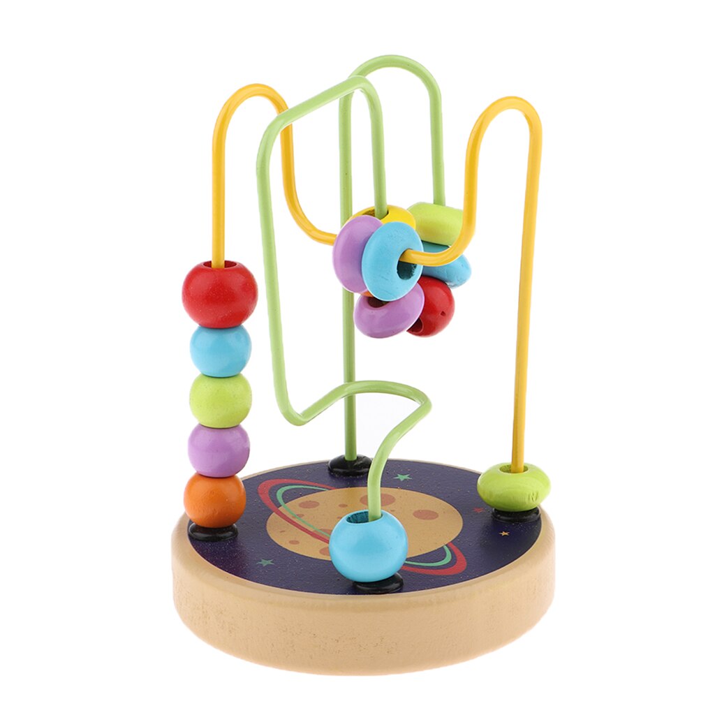 Colorful Cartoon Wooden Bead Maze Roller Coaster Activity Cube Educational Abacus Beads Circle Toys for Children Toddlers Kids: Moon