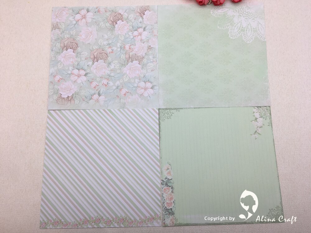 AlinaCraft 24 láminas 6 "X6" verde con patrón de flores papel recortes Paquete de papel artesanal para manualidades cojín de fondo artesanal