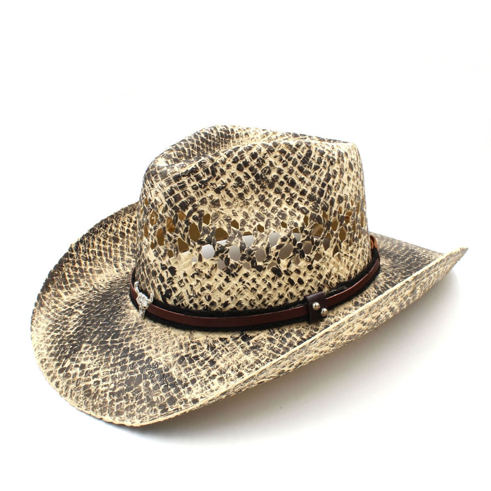 Kvinder mænd halm vestlige cowboy hat håndlavet vævning dame far sombrero hombre cowgirl jazz caps størrelse 56-58cm