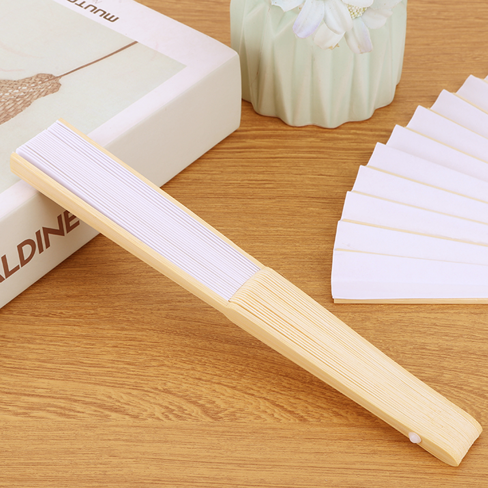 1-50pcs DIY Paper Bamboo Folding Fan Adults Children's Calligraphy Painting Practice Blank White Folding Fan Wedding