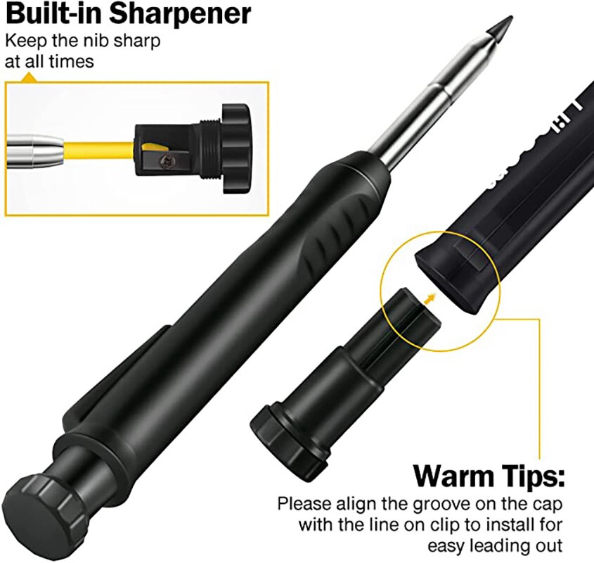 Solid Carpenter Pencil Set Construction Carpenter with Pencil Sharpener Mechanical Drawing For Woodworking Tools