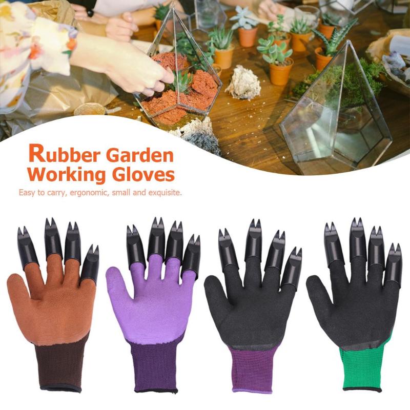 1 par haven handsker abs plast haven genie gummi handsker med klør hurtigt let at grave og plante