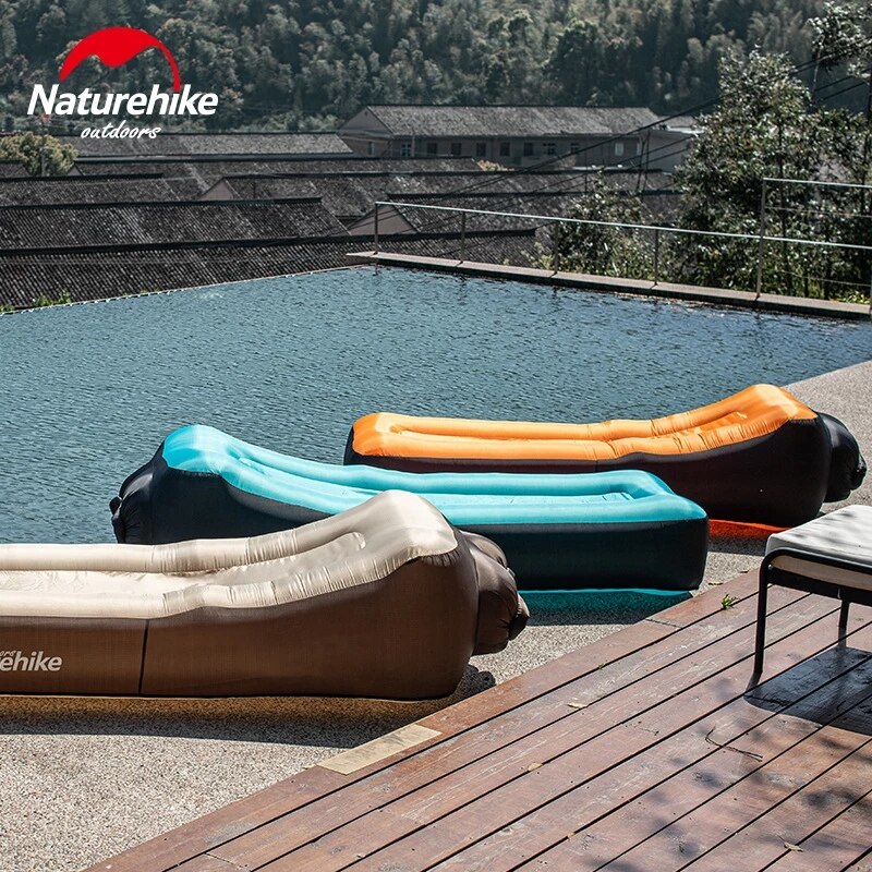 Naturehike 210T Waterproof Plaid Polyester Double-Layer Inflatable Sofa Bed Portable Lunch Break Beach Air Cushion Chair