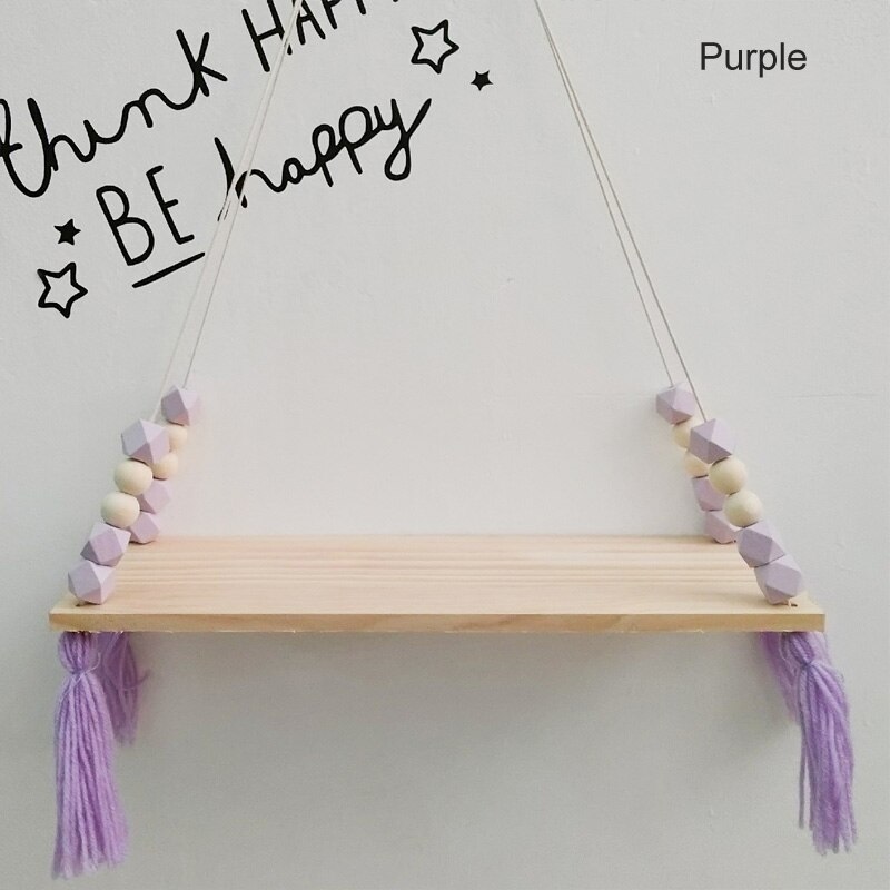 Étagère murale suspendue à pampilles en bois | Rangement de pièces, perles, décoration pour chambre d'enfants personnalité, 1 pièces, ornements pour décoration de la maison: VIOLET