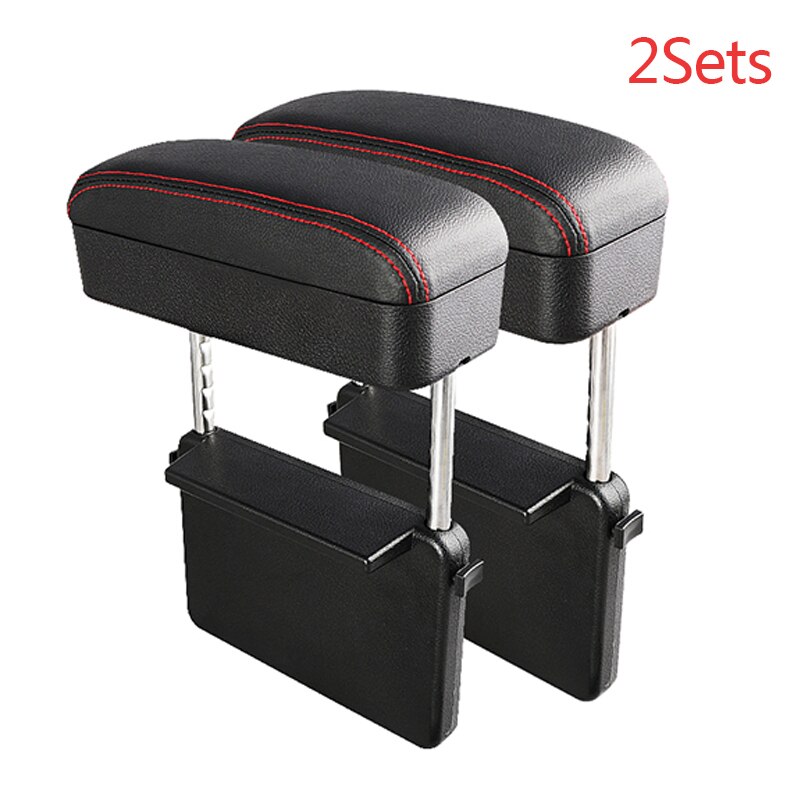 Universal Car Armrest Box Elbow Support Adjustable Car Center Console Arm Rest Organizer Arm Rest Storage Box Heightening Pad: 2 sets Black Red