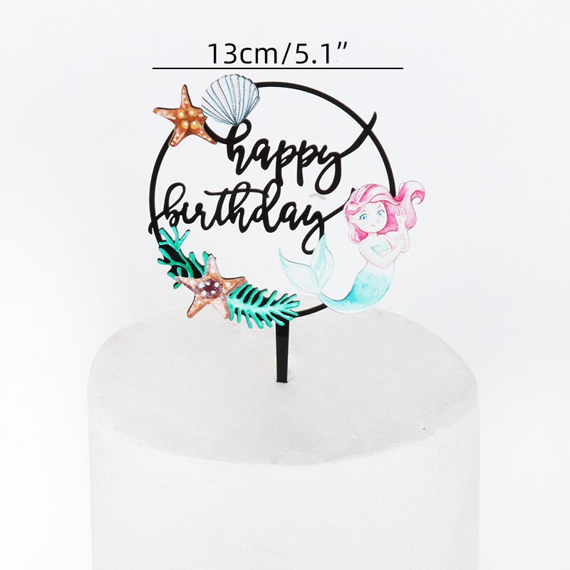 Happy birthday cake topper Flower wreath border and butterfly fairy Girls Birthday party Baby Shower deco Acrylic cupcake topper: a05