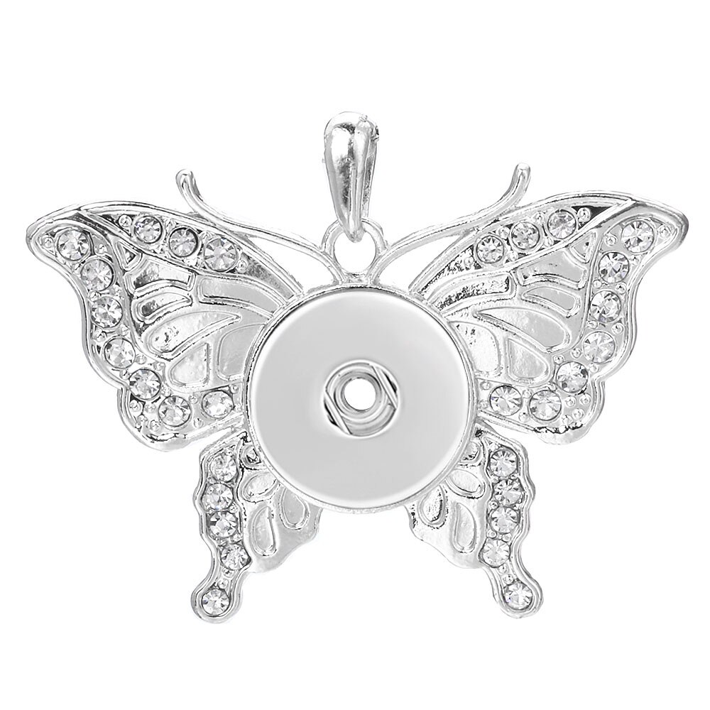 Colorful Butterfly Snap Button Pendant Jewelry Fit 18mm Metal Snap Buttons Jewelry Snap Pendant Necklace ZG146: 14