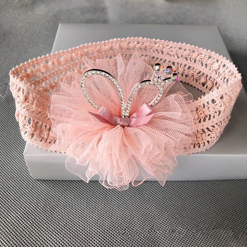 Infant Child Hair Band Three-dimensional Alloy Rhinestone Crown Headdress Baby Girl Mesh Elastic Headband: C