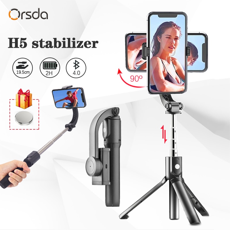 Orsda Cardano stabilizzatore Senza Fili Bluetooth Selfie Bastone Pieghevole mini Treppiede Espandibile Monopiede con Telecomando di Controllo per il Telefono