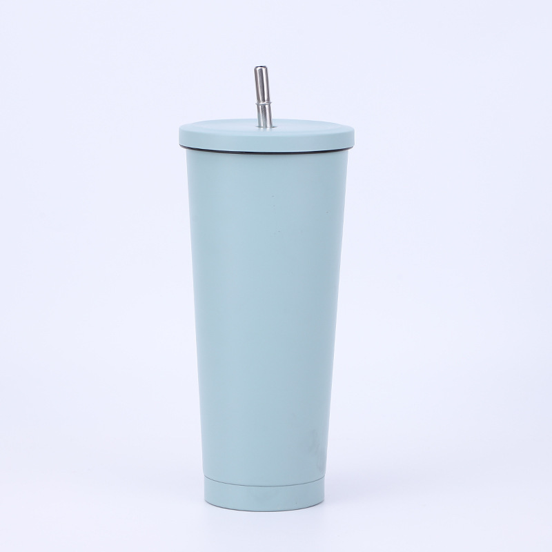Vacuum Insulated Mug Stainless Steel Thermos Cup Car Coffee Milk Tea Drinking Cup With Straw: MULTI
