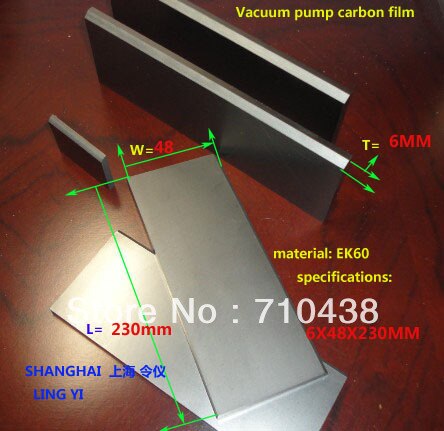 Ek60 6x48x230mm orion vacuümpomp carbon schoepen graphite vane, carbon plaat becker carbon vaan