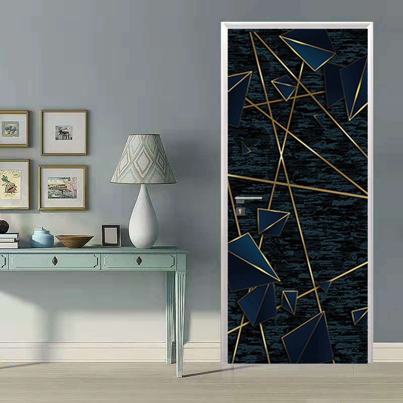 Door Stickers Geometric Line Stickers Black Gold Household Wooden Door Decoration Wall Stickers Old Door Repair