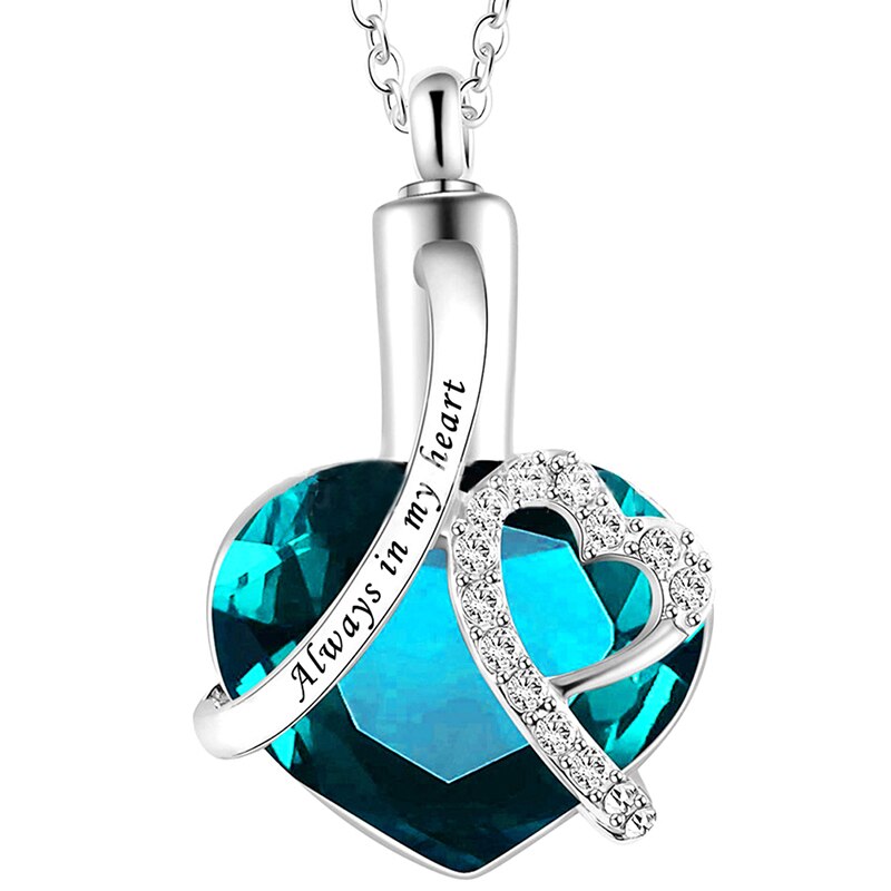 Always in my heart Locket screw Heart cremation memorial ashes urn birthstone necklace jewelry keepsake pendant