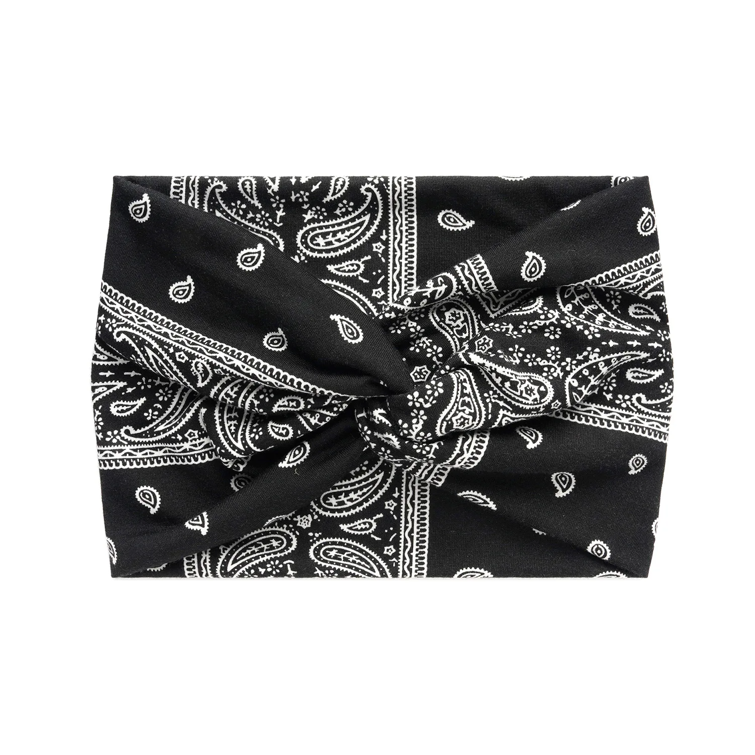 Boho-stil breda pannband för kvinnor extra stora turban träningspannband yoga hårband tvinnade tjocka håraccessoarer: Svart