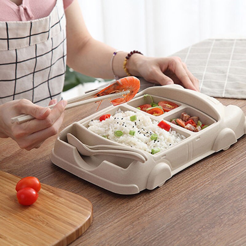 5 pcs/lot dessin animé mignon carré voiture Train avion bébé alimentation ensemble nourriture fruits plat plaque épaisse vaisselle Table plats pour enfants