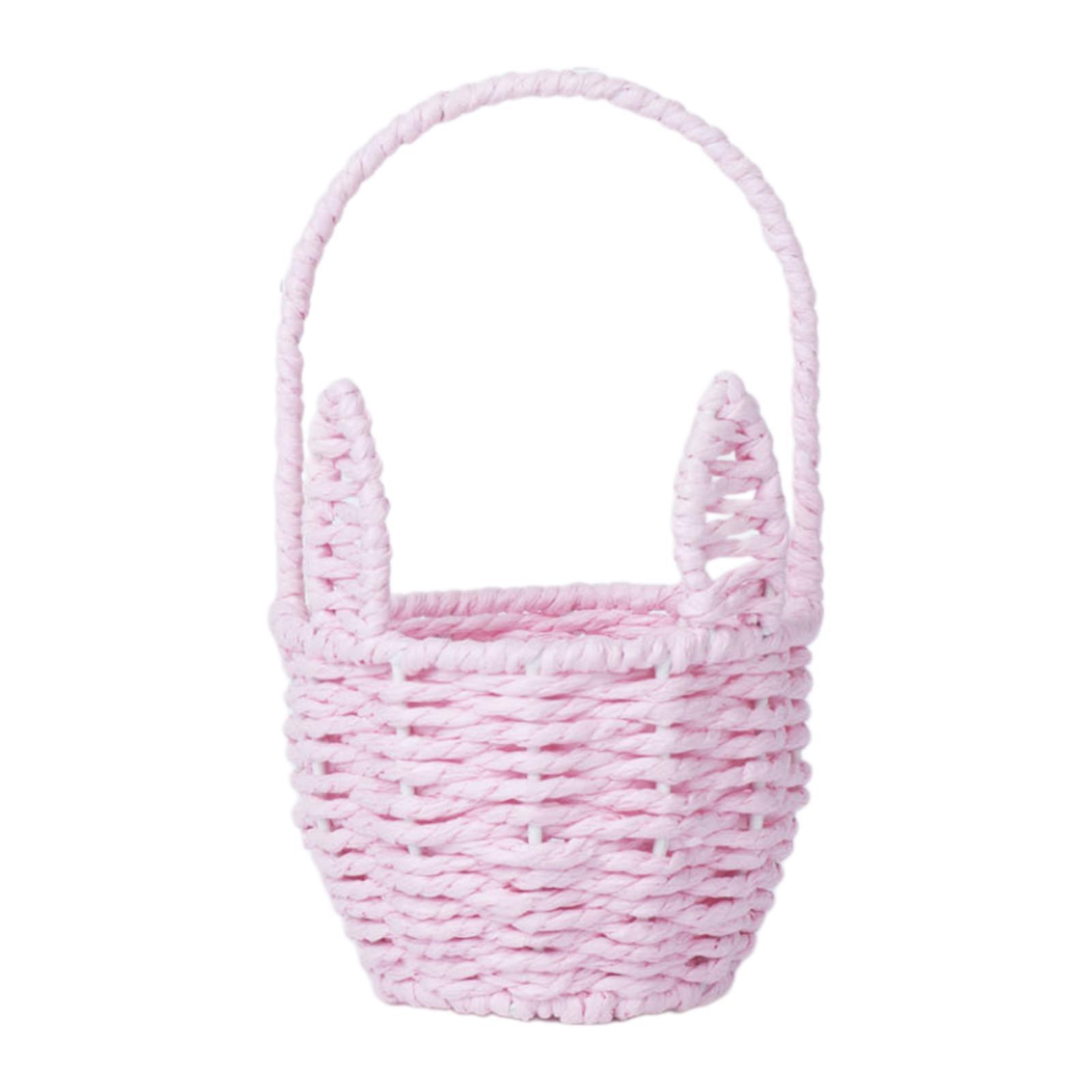 Easter Bunny Basket Portable Decorative Wedding Flower Girl Basket Flower Basket Storage Basket for Kitchen Garden Party: Pink