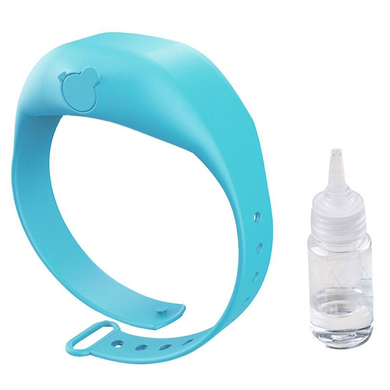 1 set vuxen barn flytande handdispenser armband bärbar återanvändbar armband armband handdesinfektionsdispenser 10ml handledsstöd: Himmelsblå