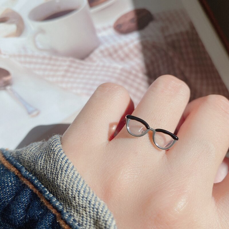 Niedliche glasringe für damen, mädchen und herren – lustige persönlichkeit, hübscher Karikatur-ringschmuck