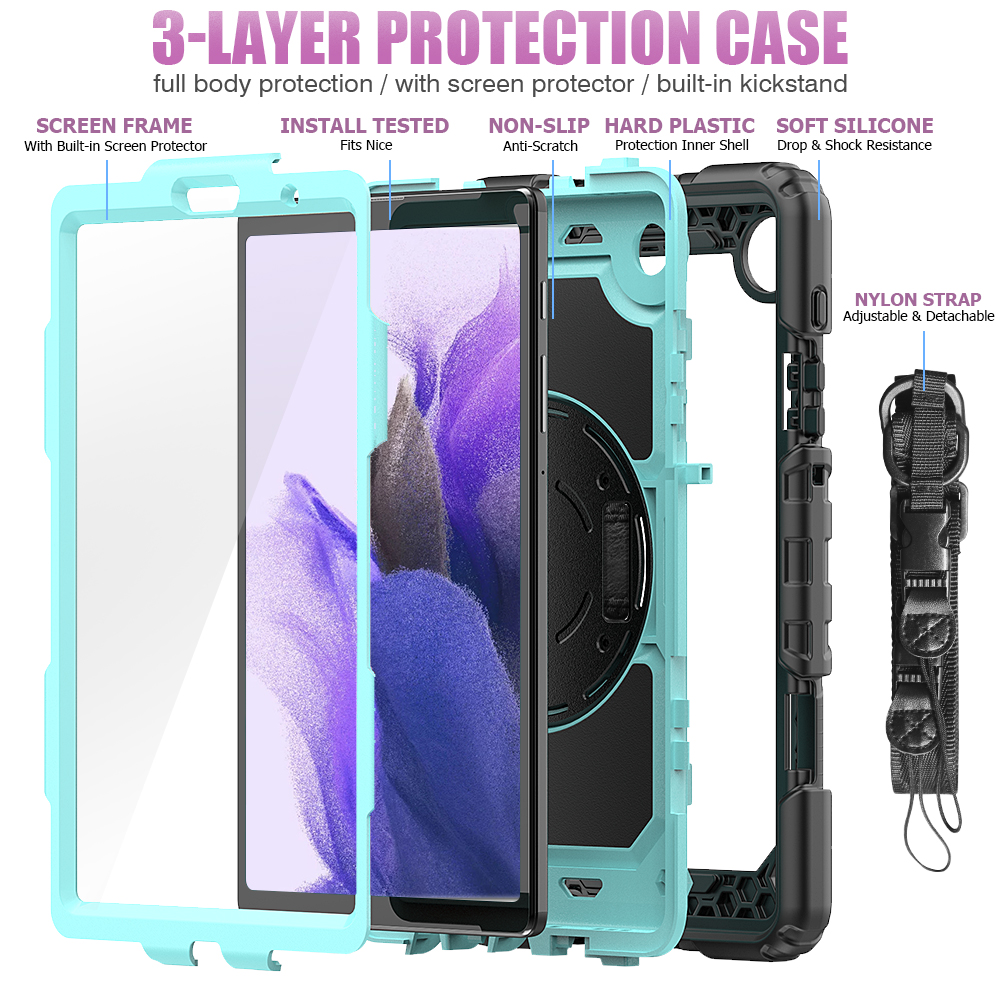 360 Draaibare Beugel Hand Strap Cover Funda Case Voor Samsung Galaxy Tab A7 Lite 8.7 T220 T225 SM-T220 Shockproof tablet # S