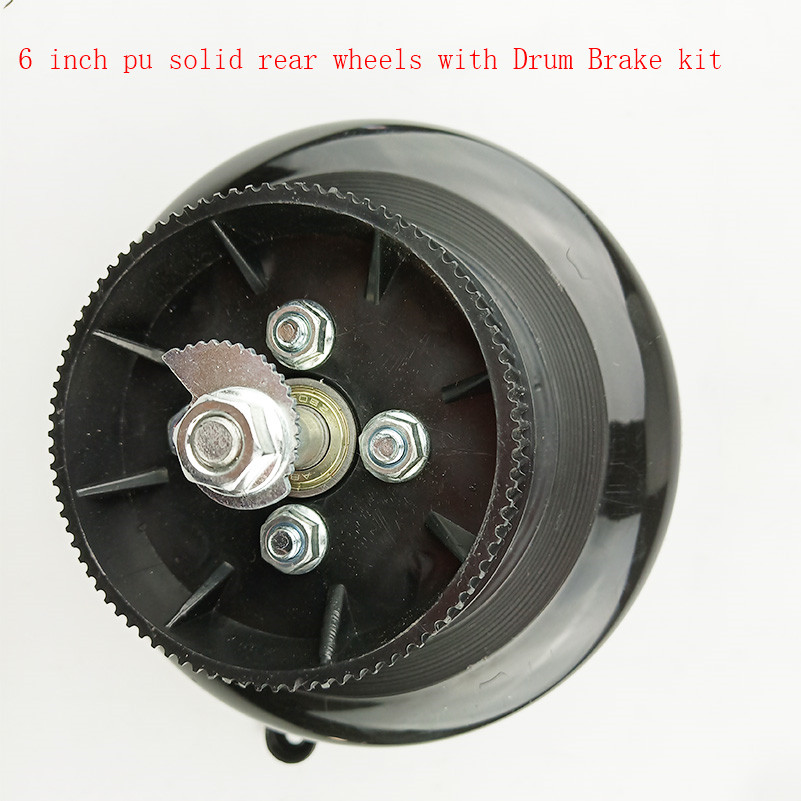 Size 6 inch 140mm Pu solid front or rear wheel with Drum brake kit for small electric scooters Mini folding scooter: rear wheel