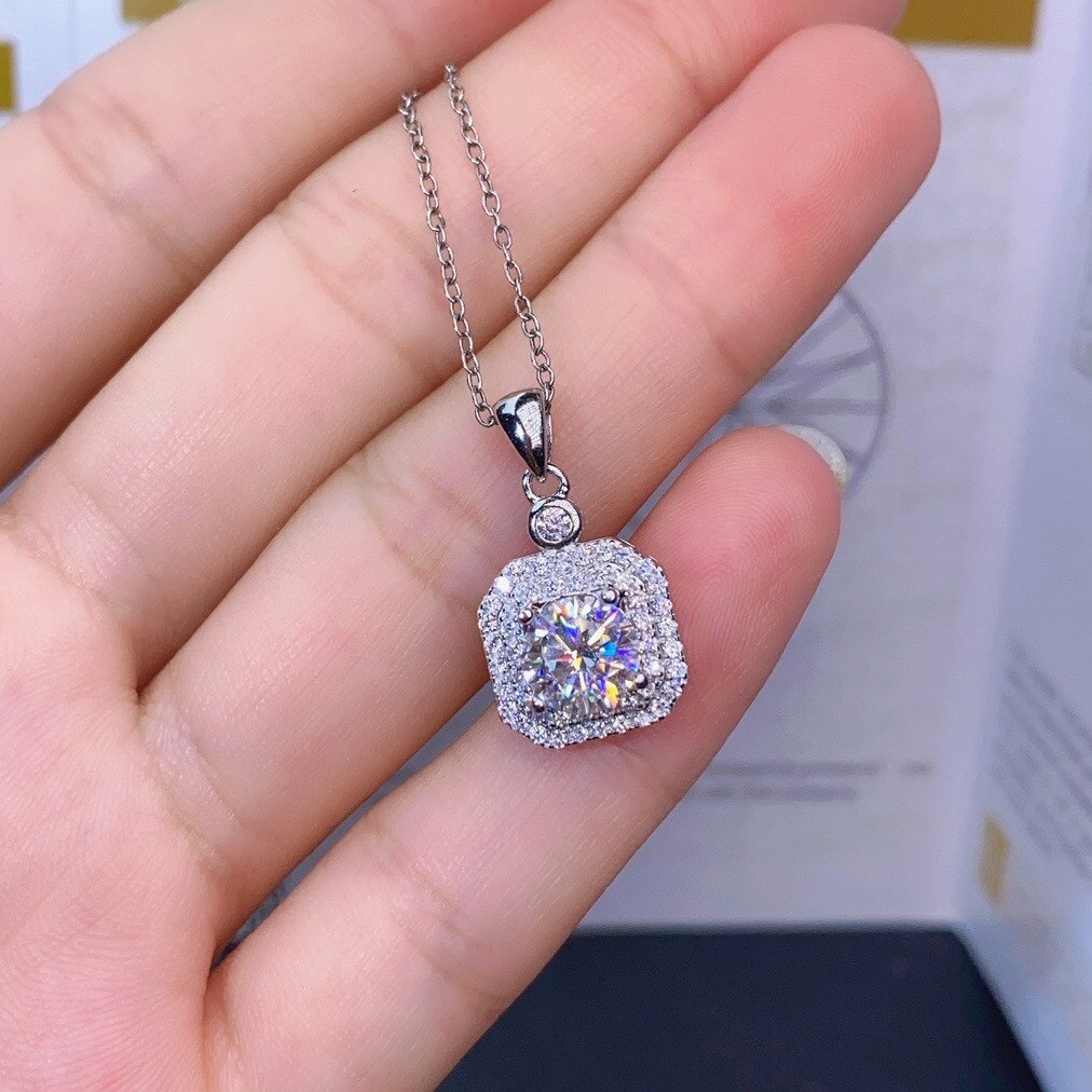 Charm 2ct Moissanite Hanger Echt 925 Sterling Zilveren Bruiloft Hangers Ketting Voor Vrouwen Bridal Party Choker Sieraden
