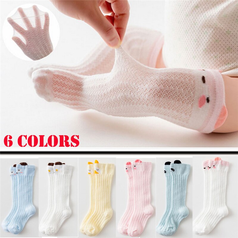 2x Baby Boy Girl Lovely Cotton Socks Cute Cotton Baby Socks Anti-Slip Infant Knee High Socks Newborn Cute Baby Socks