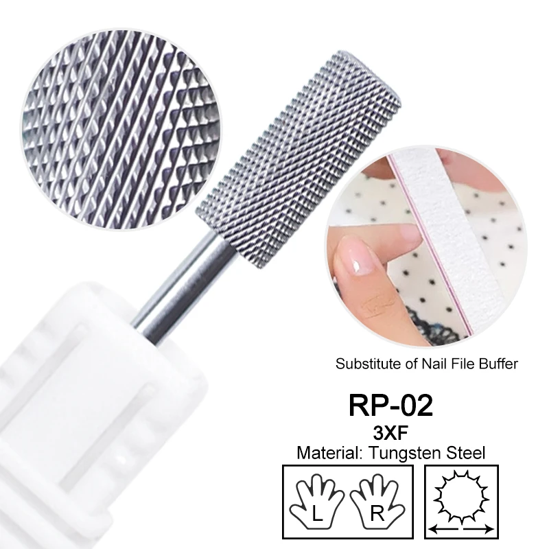 Nail Buffer Bit Polishing Carbide Grinding Tools Tungsten Steel Drill Files Left Right Hand Milling Cutter Manicure Accessories: light green