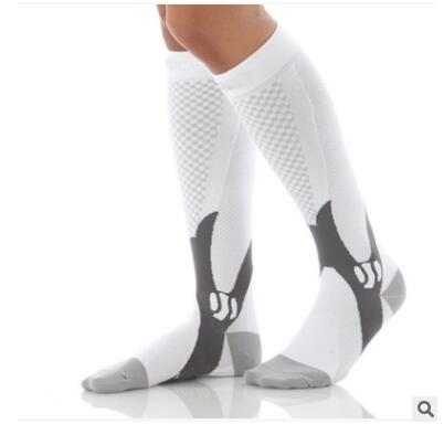 Men Women Compression Socks Basketball Running Football Outdoor Sports Breathable Anti-swollen Stocking Hiking Cycling Socks: White / S/M