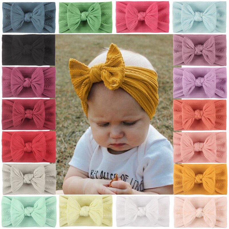 1Pcs Floral Bows Baby Headband Dot Bowknot Hairband Baby Girl Headbands nylon chiffon Kids Hair Band Girls Hair Accessories