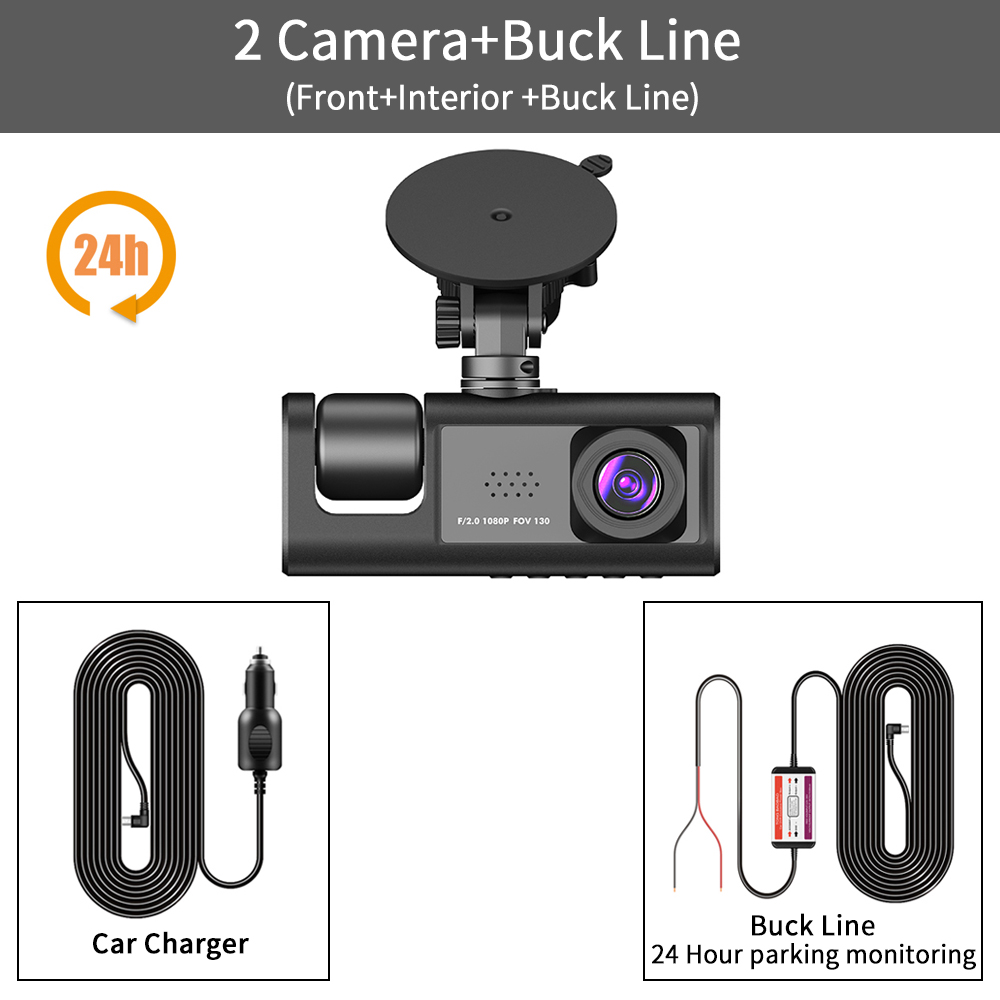 3-Kanal-Auto-DVR HD 1080P 3-Objektiv Ich bin Inneren Fahrzeug-Bindestrich-CamDrei-Wege-Kamera DVRs Recorder Video Registrator Dashcam Camcorder: Weiß / 64G