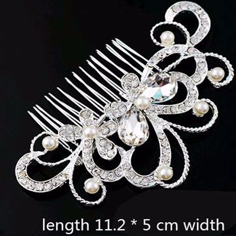 Frauen Mädchen Braut Hochzeit Silber Farbe Kristall Strass Diamant Blume Haar Clip Kamm Stift Bekleidung Zubehör Headwear Haar: Gold-farbe