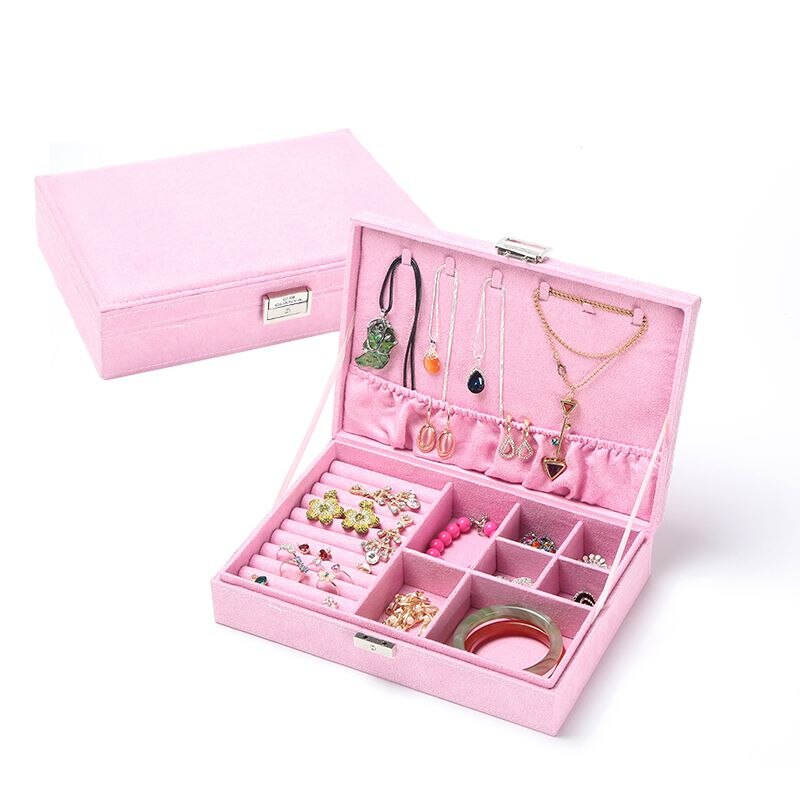 BY8969 Packaging Display Caso Di Immagazzinaggio Organizzatore Portatile Contenitore di Monili Organizzatore ganci Dei Monili Anello Orecchino Scatole di Casa: B pink