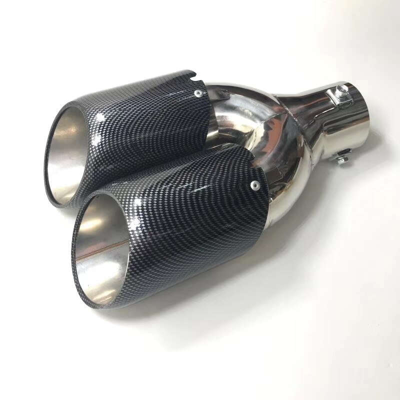 Um Pedaço de Carbono Olhar ID 90 63 milímetros OD mm Bicos Dicas Silenciador Do Escape Para Unversal Carbono Caudas de Entrada 2.48 polegada tomada de 3.54 polegada