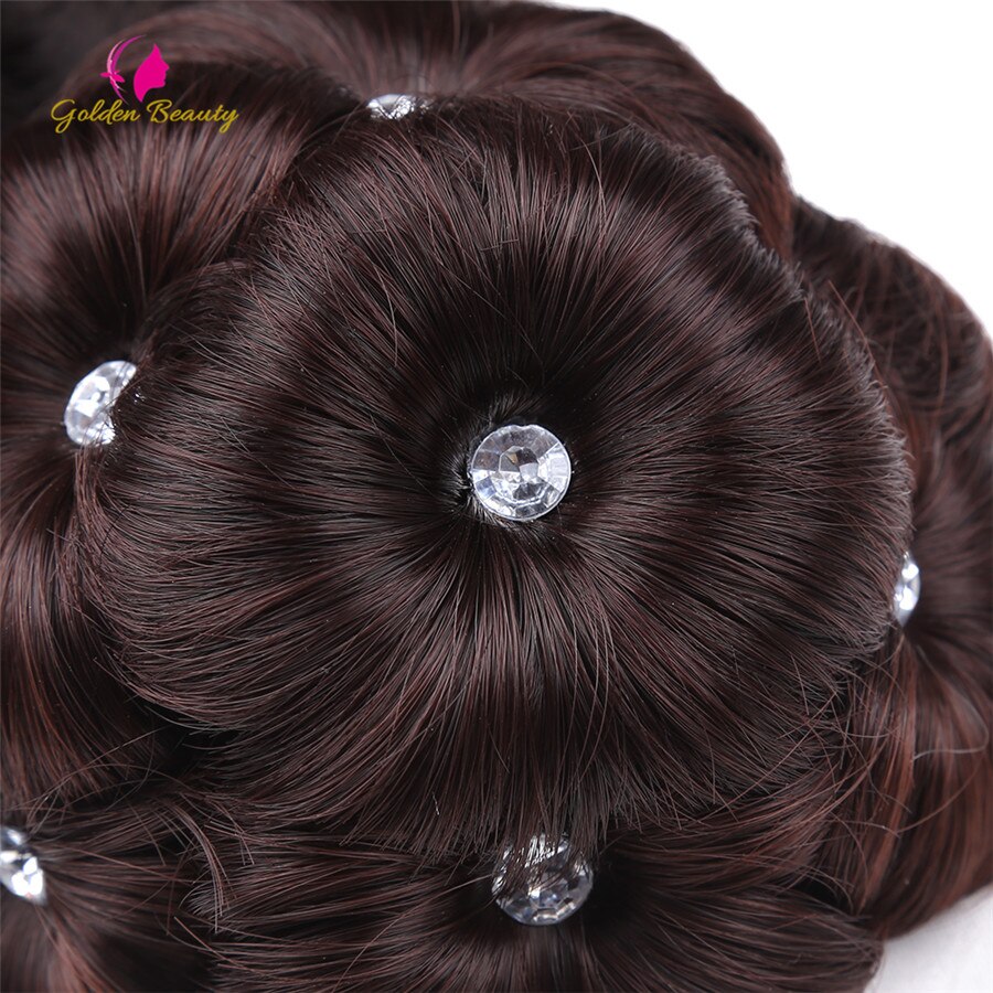 Golden Beauty Women's Synthetic Hair Curly Chignon With Plactic Comb Bride Wedding Clip In Hairpiece Extensions